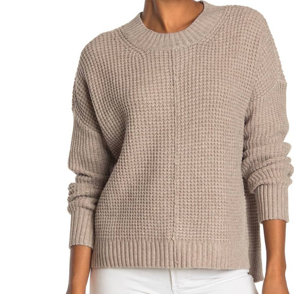 Sweet Romeo Seam Front Waffle Pullover Sweater